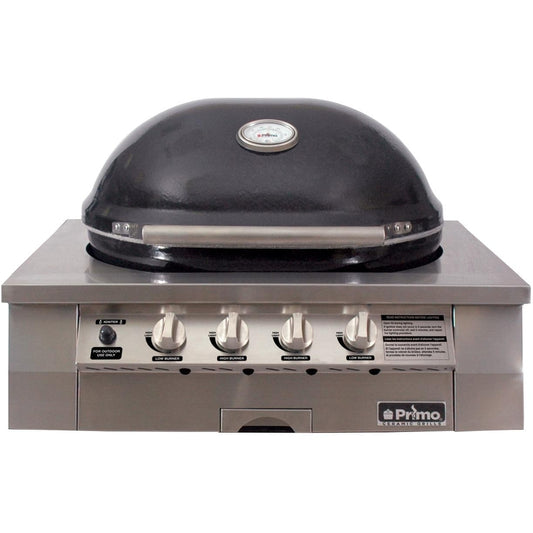 Primo Oval G420 36-Inch Ceramic 4-Burner Built-In Kamado Propane Gas Grill - G420H-P