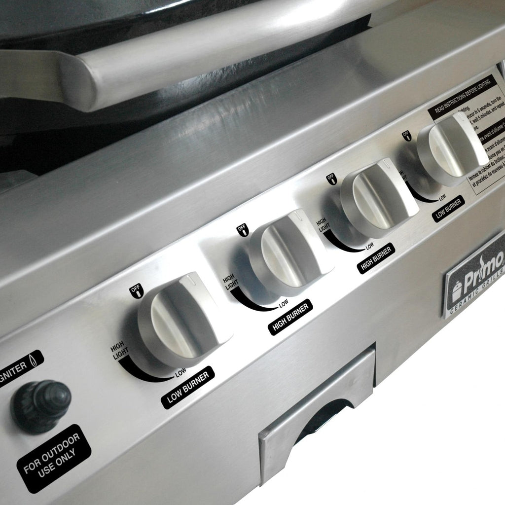 Primo Oval G420 36-Inch Ceramic 4-Burner Built-In Kamado Propane Gas Grill - G420H-P