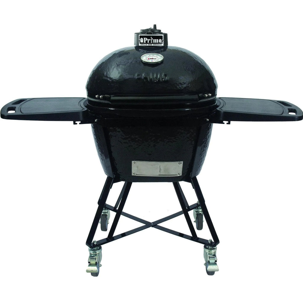 Primo All-In-One Oval Large 300 Ceramic Kamado Grill With Cradle, Side Shelves, And Stainless Steel Grates - 7500 image 0