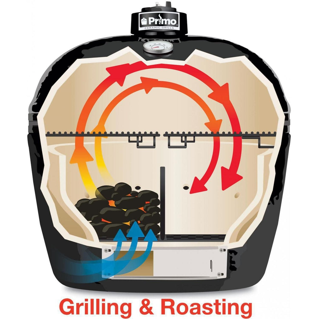 Primo All-In-One Oval Large 300 Ceramic Kamado Grill With Cradle, Side Shelves, And Stainless Steel Grates - 7500 image 9