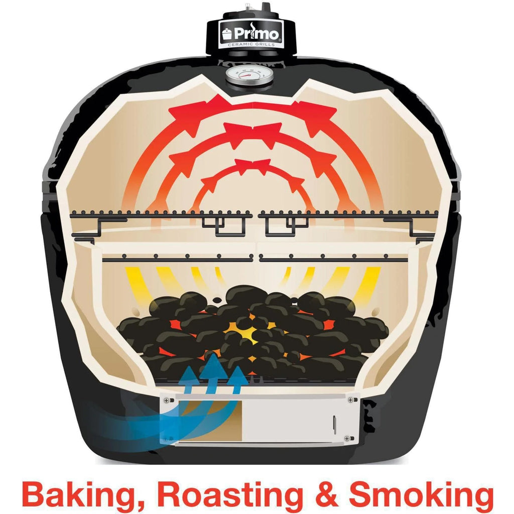 Primo All-In-One Oval Large 300 Ceramic Kamado Grill With Cradle, Side Shelves, And Stainless Steel Grates - 7500 image 10