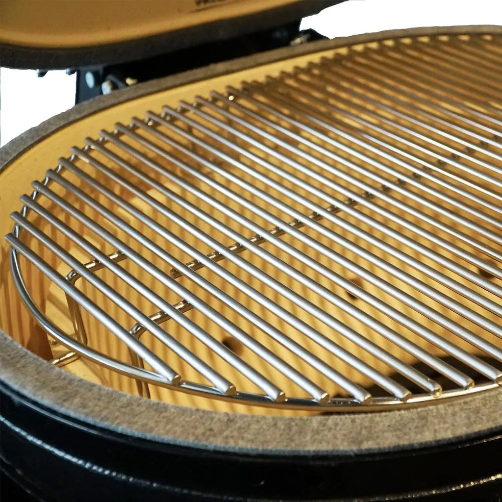 Primo All-In-One Oval Large 300 Ceramic Kamado Grill With Cradle, Side Shelves, And Stainless Steel Grates - 7500 image 6