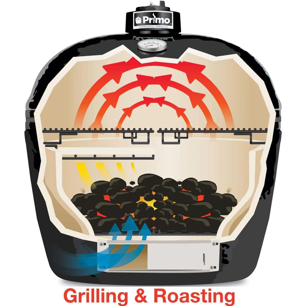 Primo All-In-One Oval Large 300 Ceramic Kamado Grill With Cradle, Side Shelves, And Stainless Steel Grates - 7500 image 11