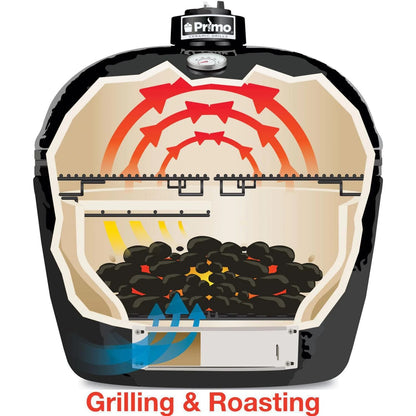 Primo All-In-One Oval Large 300 Ceramic Kamado Grill With Cradle, Side Shelves, And Stainless Steel Grates - 7500 image 11