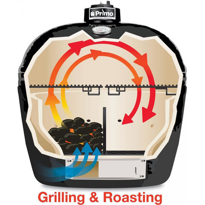Primo All-In-One Oval Large 300 Ceramic Kamado Grill With Cradle, Side Shelves, And Stainless Steel Grates - 7500 image 9