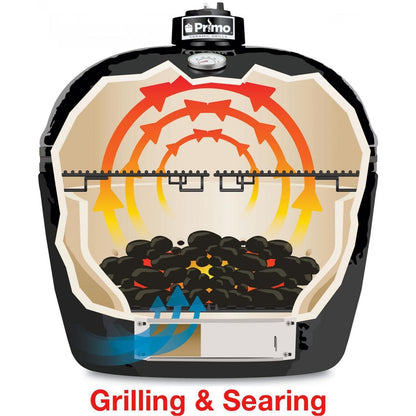 Primo All-In-One Oval Large 300 Ceramic Kamado Grill With Cradle, Side Shelves, And Stainless Steel Grates - 7500 image 8